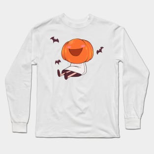 Cute and dorky pumpkin ghost smile on Halloween Long Sleeve T-Shirt